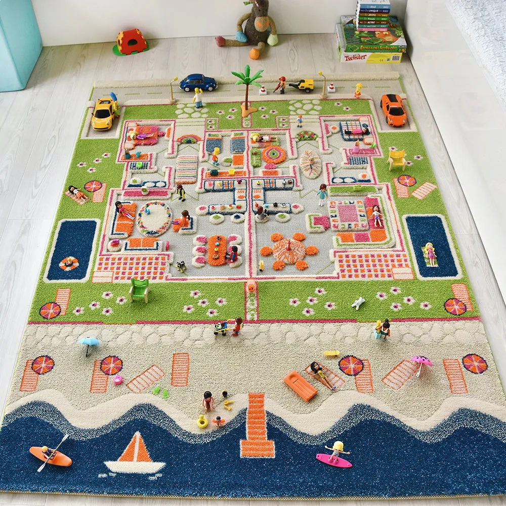 3D Twin Houses Play Rug