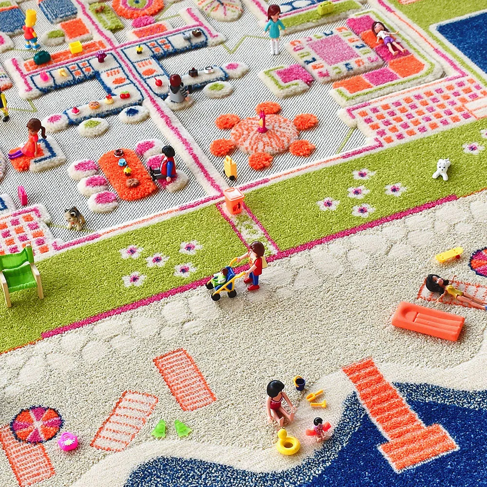 3D Twin Houses Play Rug