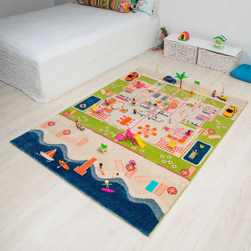 3D Twin Houses Play Rug