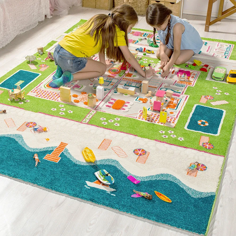 3D Twin Houses Play Rug