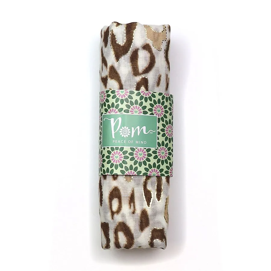 Animal Print Foil Overlay Scarf - Beige