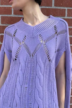 Argyle Cape V Neck in Lilac