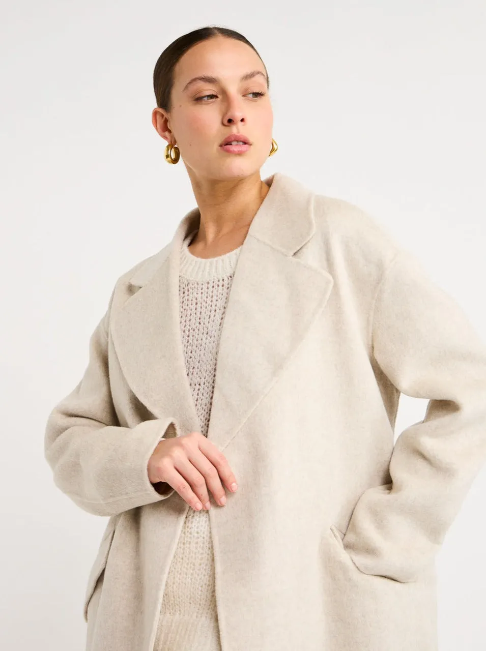 Assembly Label Sadie Single Breasted Coat in Oat Marle