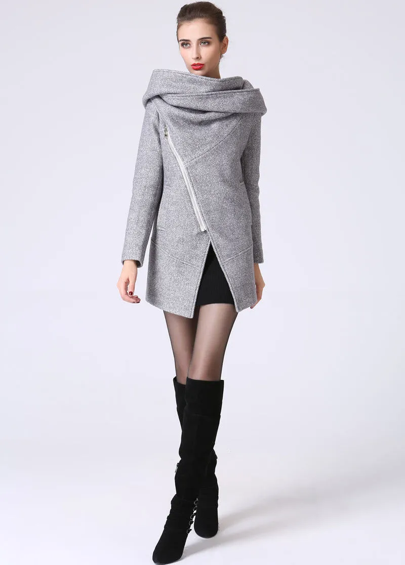 Asymmetrical wool jacket Coat  1060#