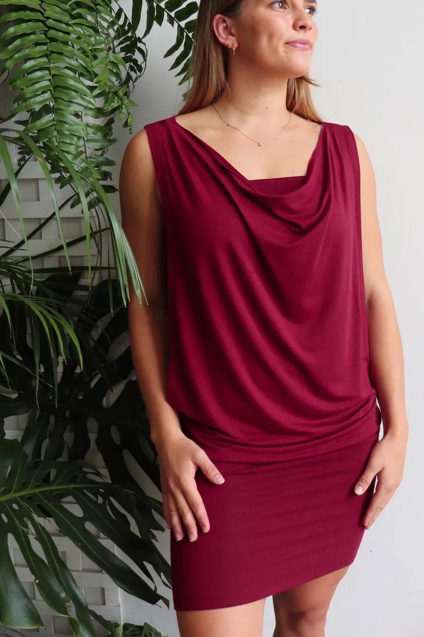 Bamboo Cowl Neck Top or Mini Dress