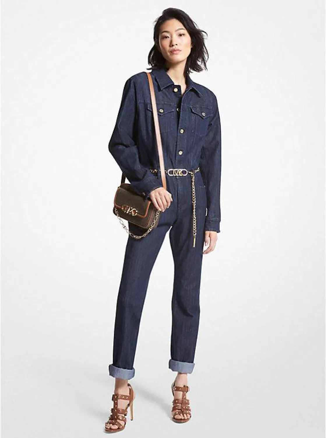 Belted Denim Jumpsuit