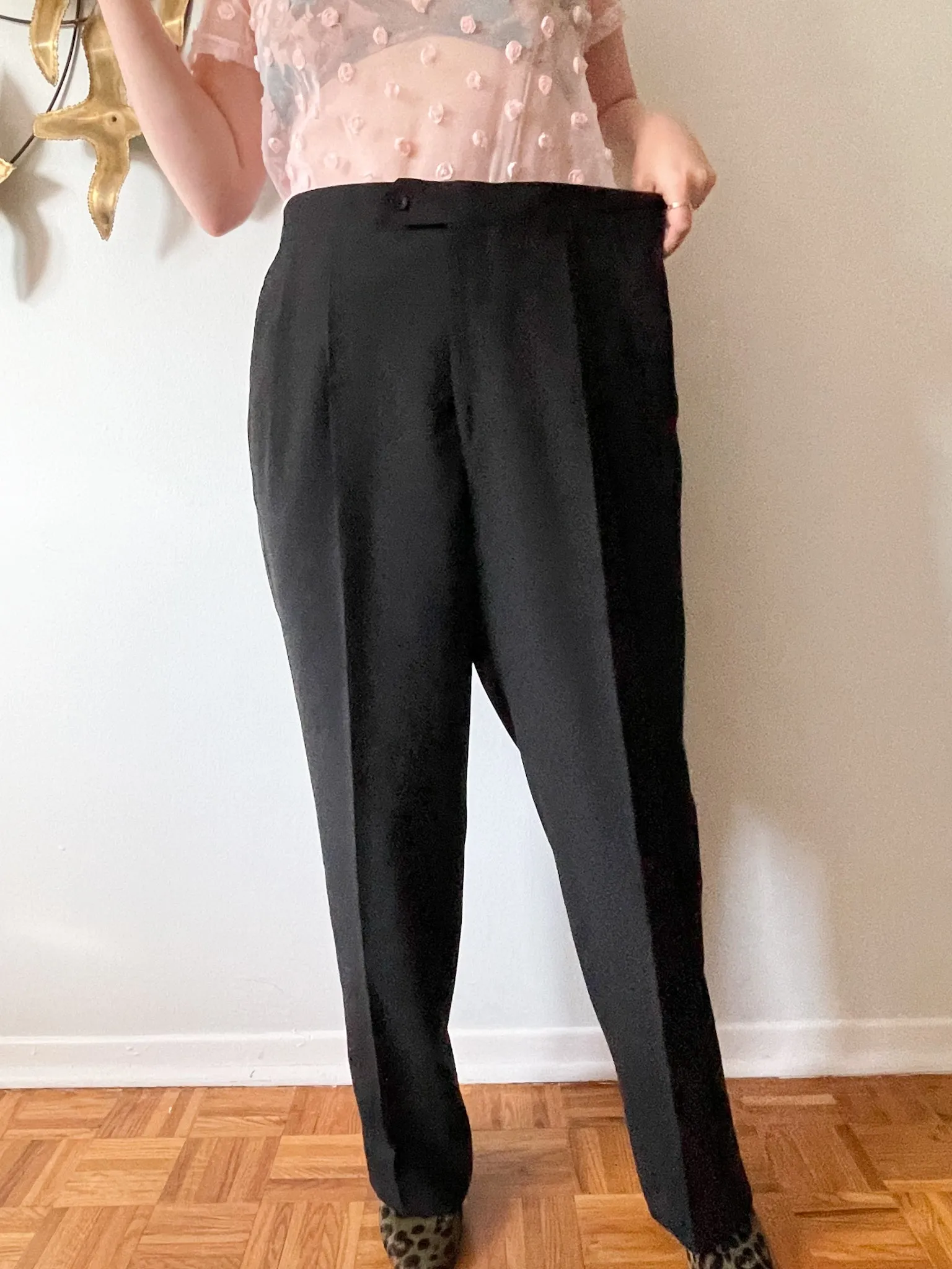 Black High Rise Wide Leg Trouser Pants - XL