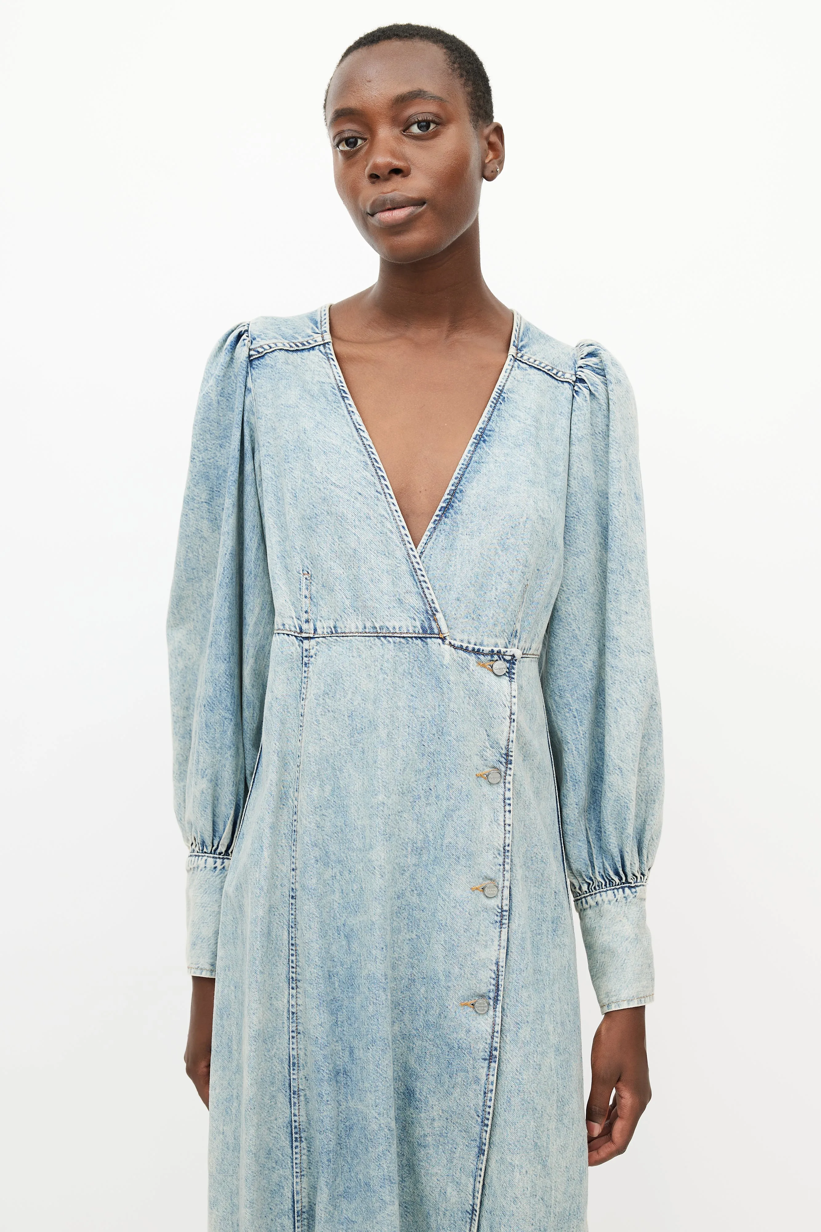 Blue Denim Wrap Dress