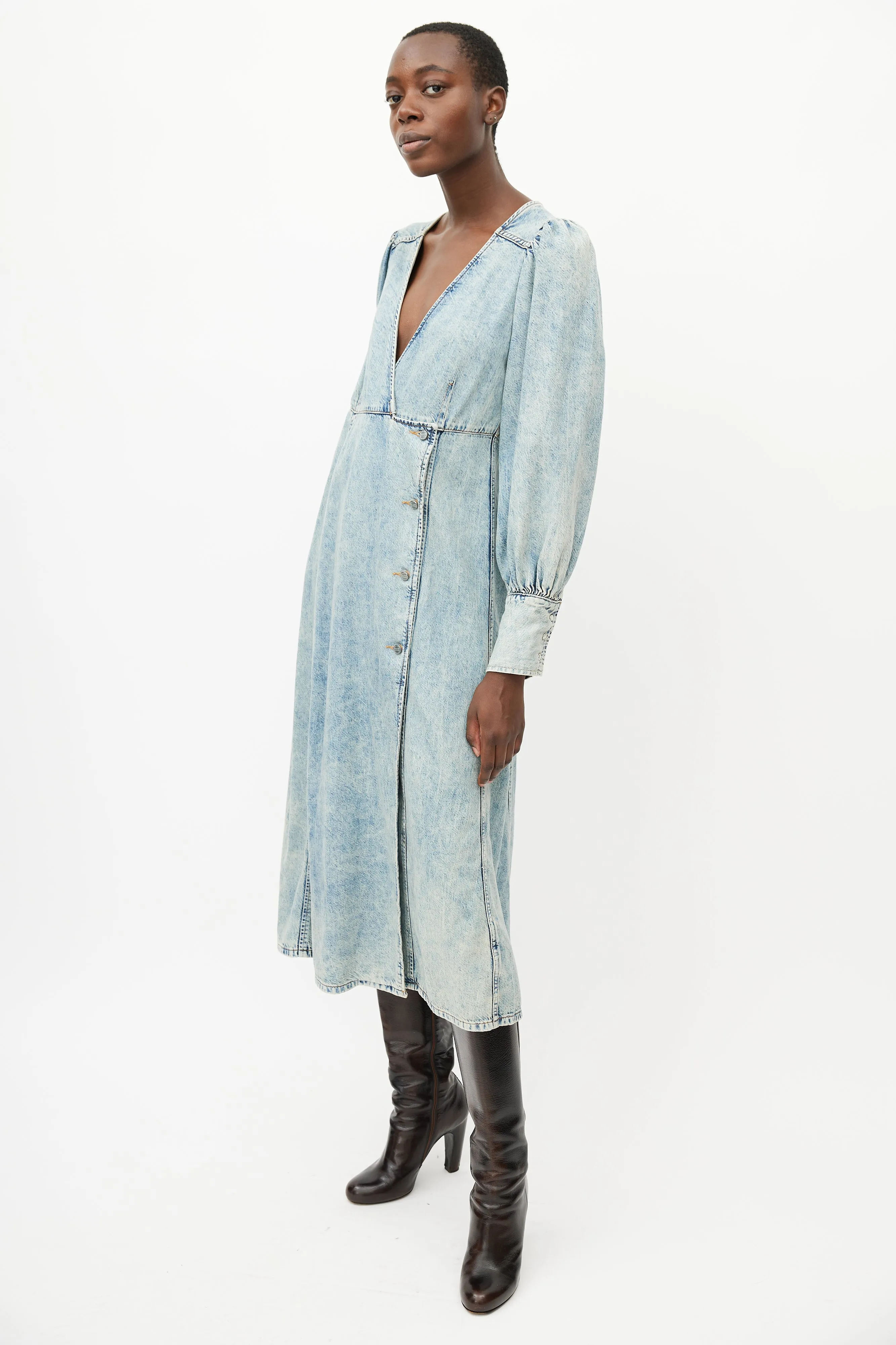 Blue Denim Wrap Dress