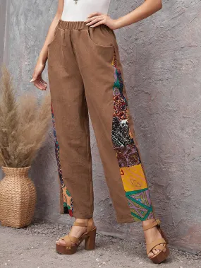 Boho Paisley Pocket High Waist Long Women Pants