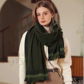 Border Contrast Plaid Print Direct Factory Wholesale Women's Scarf