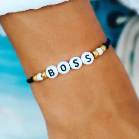 Boss Alphabet Bead Bracelet Black