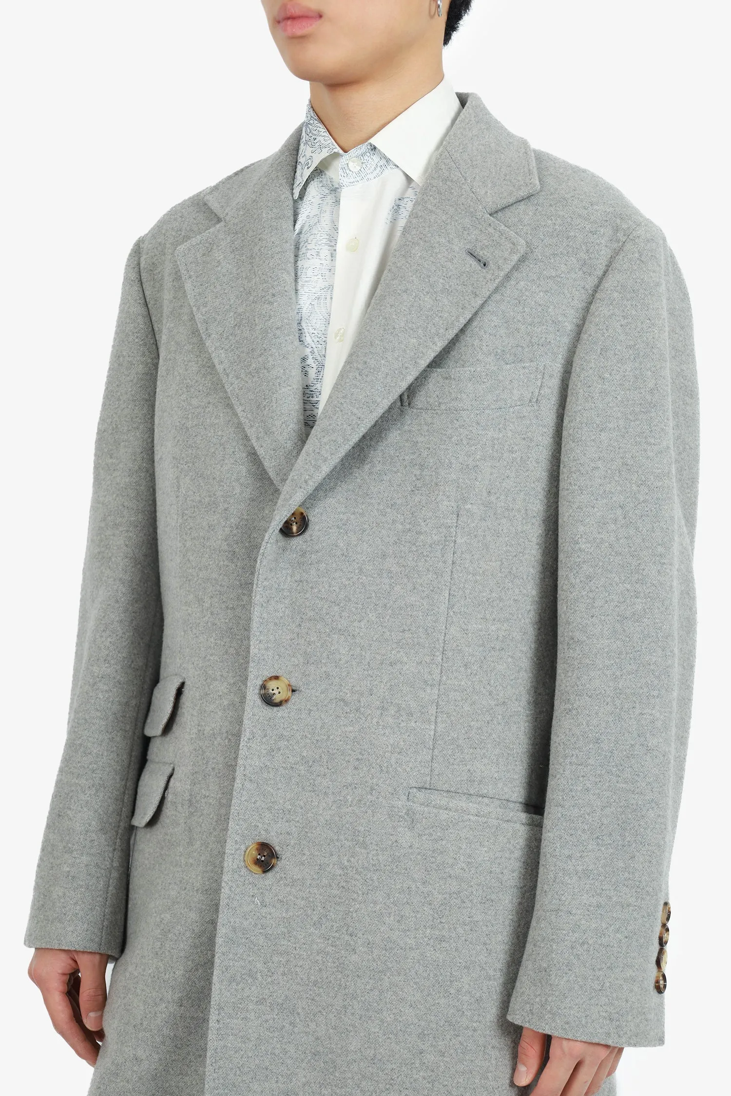 Brunello Cucinelli Grey Wool/Cashmere Coat Size 52 Mens