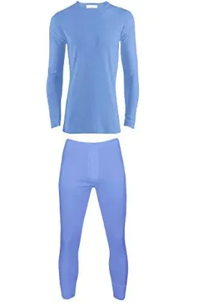 B.U.L ® 2 Mens Extrem Hot Thermal Underwear Set Long Sleeve Vest & Long Johns Suitable for Winter, Outdoor Work, Travel, Camping & Ski Wear Size S-XL (Small, Blue)