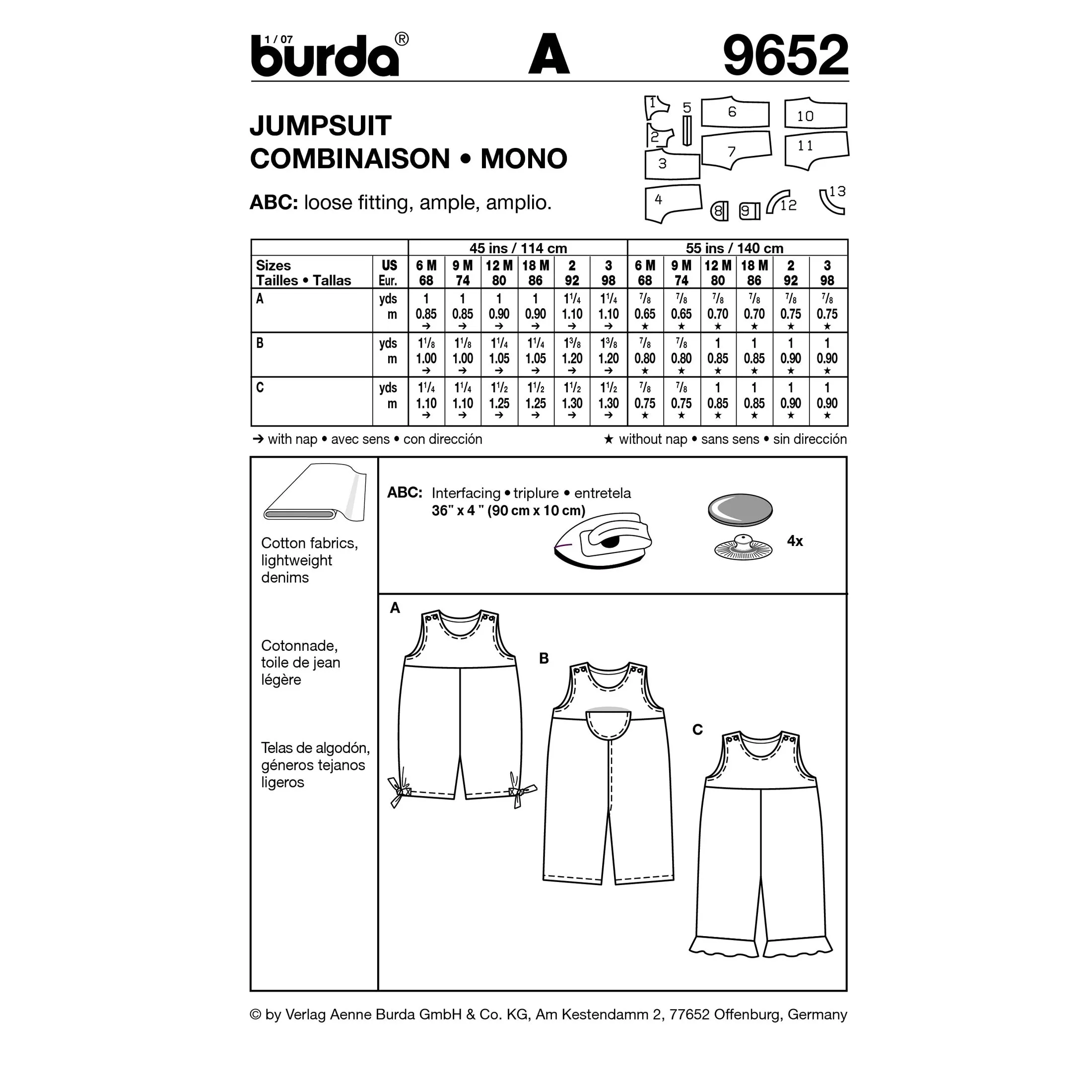 BURDA - 9652 Child Jumpsuit