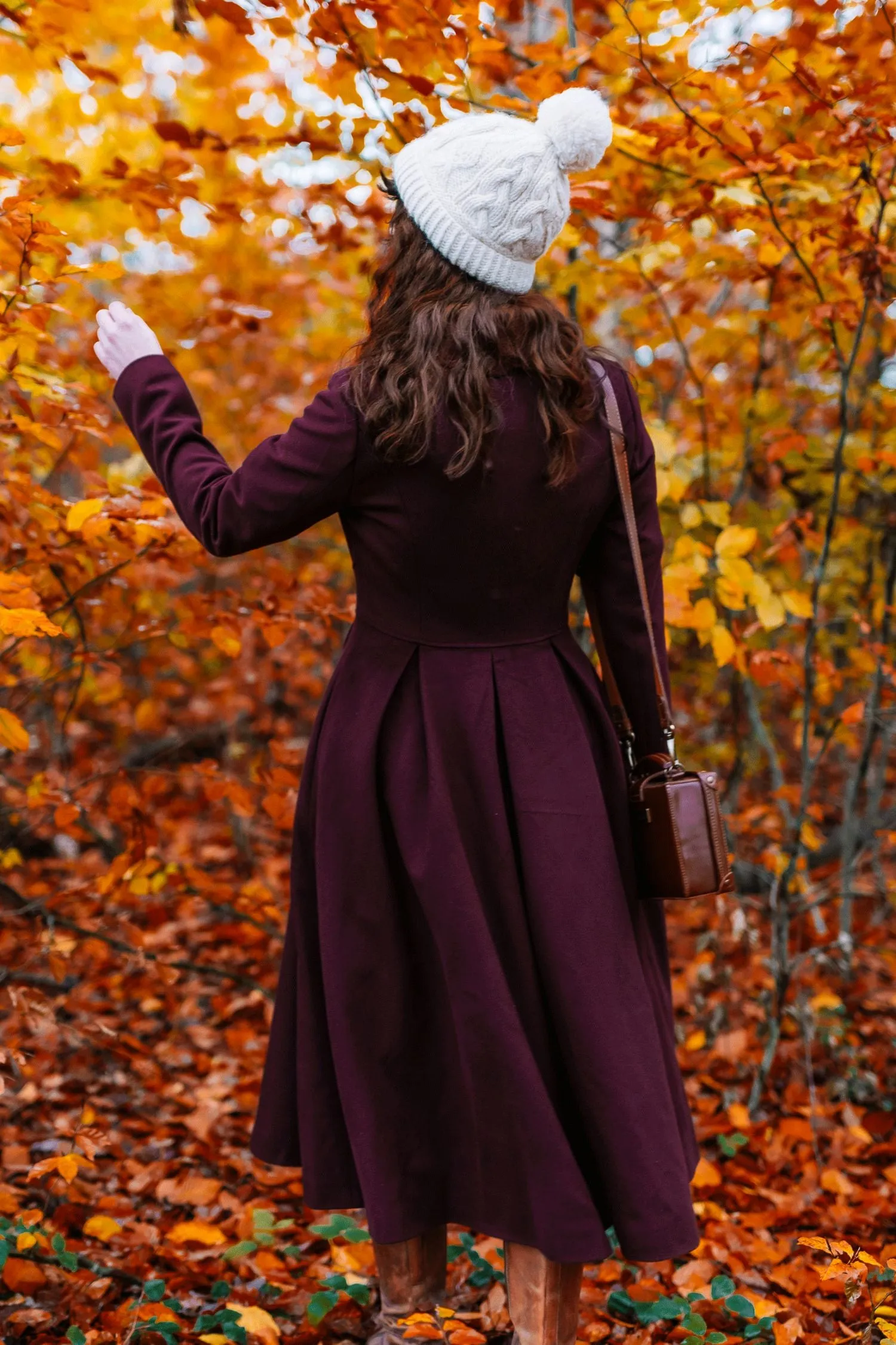 Burgundy Princess long wool coat 4741