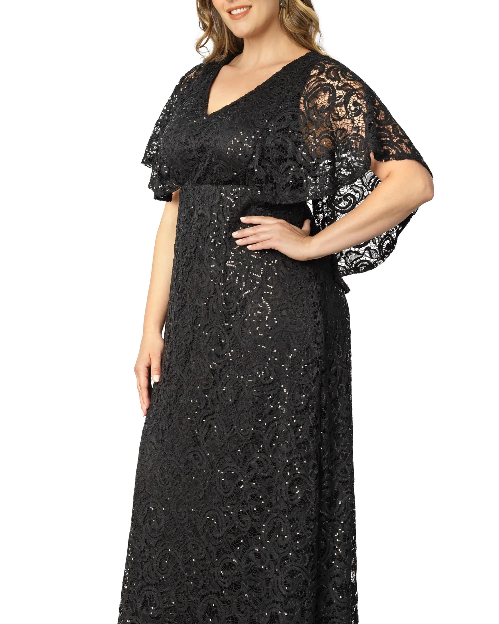 Celestial Cape Sleeve Gown | ONYX