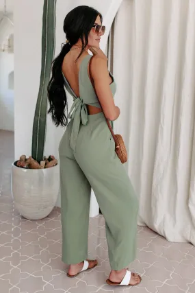 Change Your Destiny Tie-Wrap Jumpsuit (Sage)