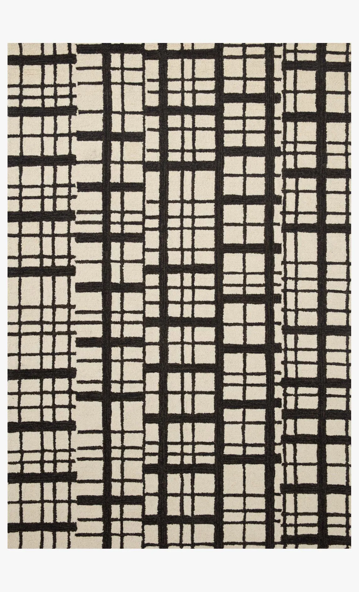 Chris Loves Julia x Loloi Polly Collection - Contemporary Hand Tufted Rug in Black & Ivory (POL-02)