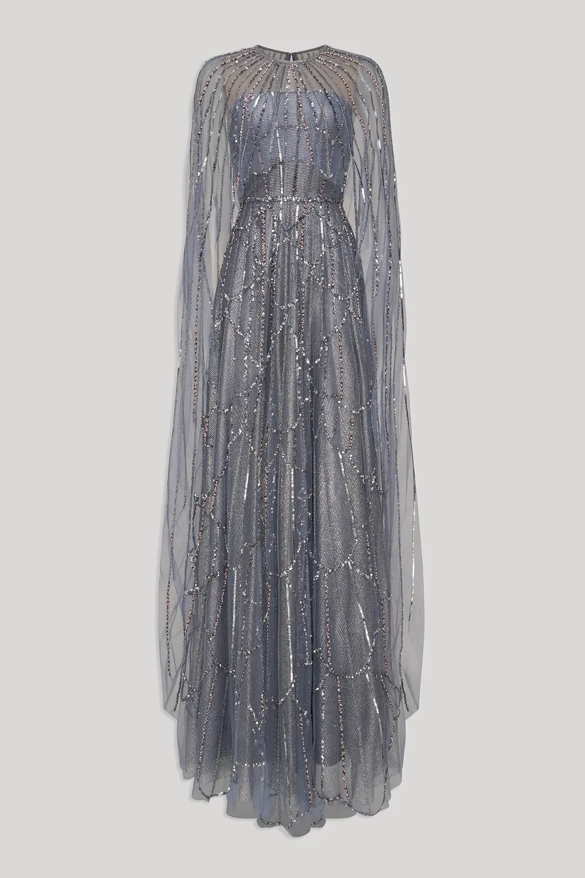 Cielo Beaded Cape Gown