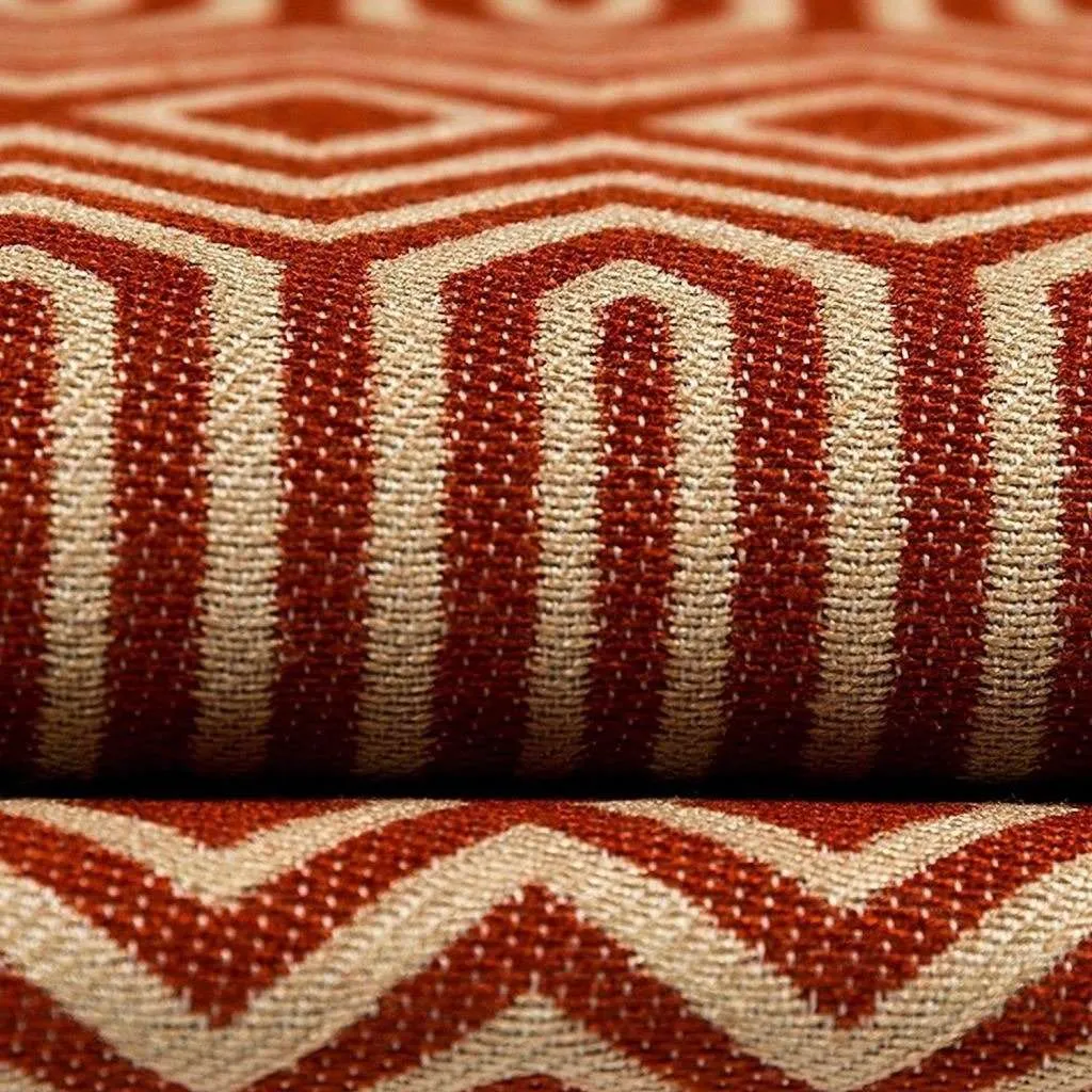 Colorado Geometric Burnt Orange Fabric