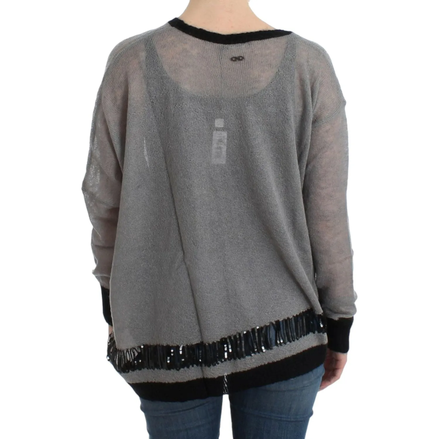 Costume National Chic Asymmetric Embellished Knit Sweater