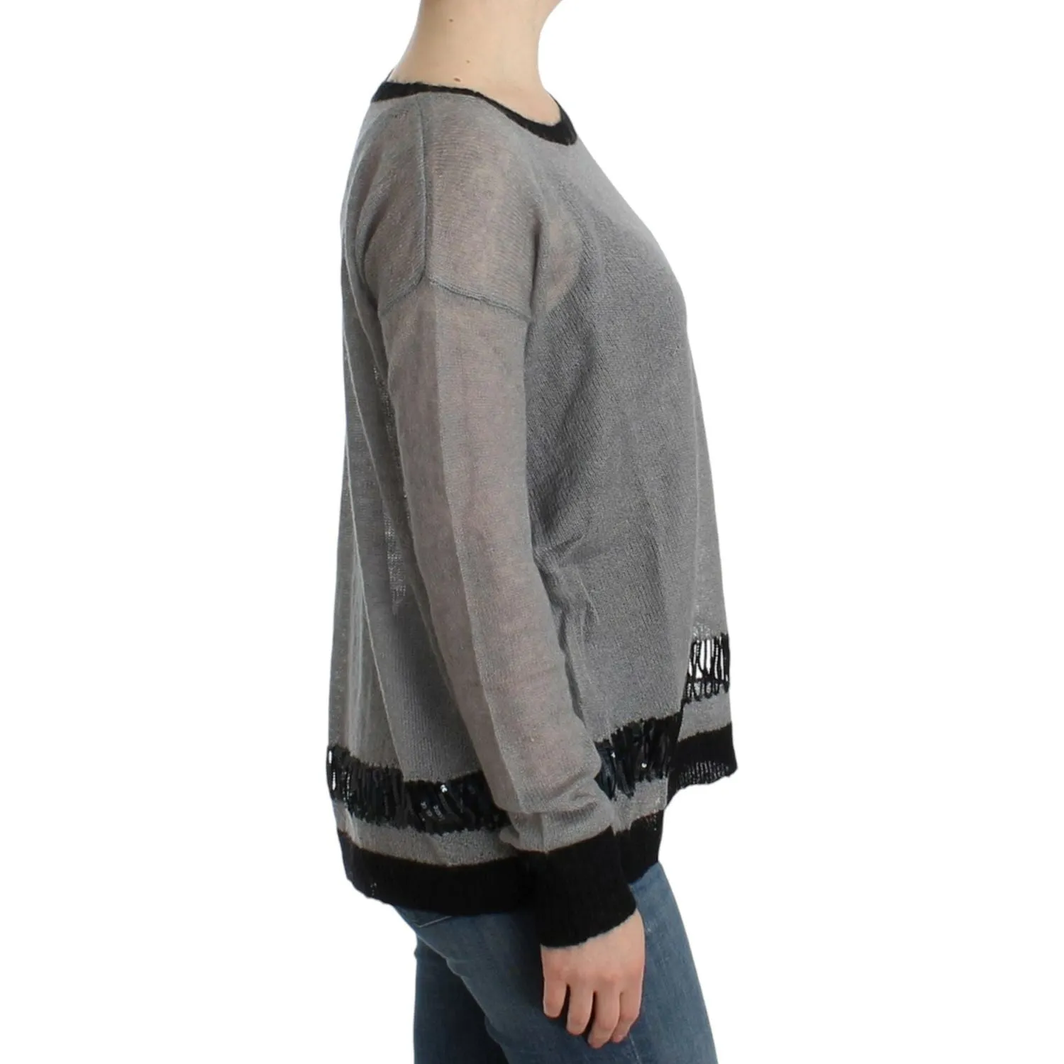 Costume National Chic Asymmetric Embellished Knit Sweater