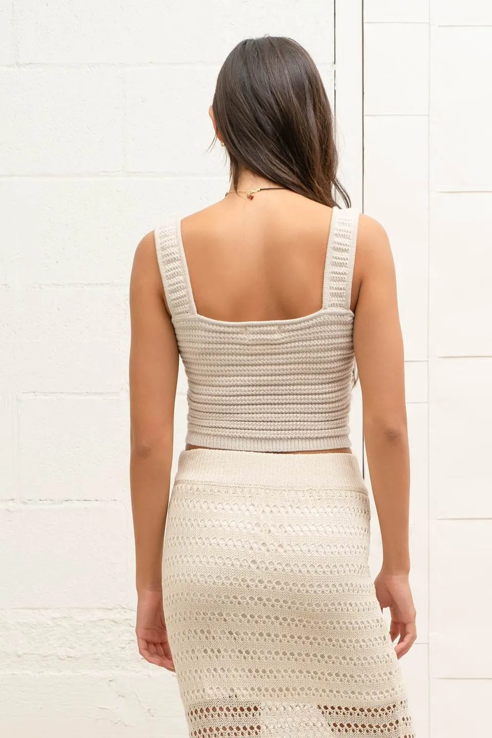 CROCHET KNIT CROP TANK TOP