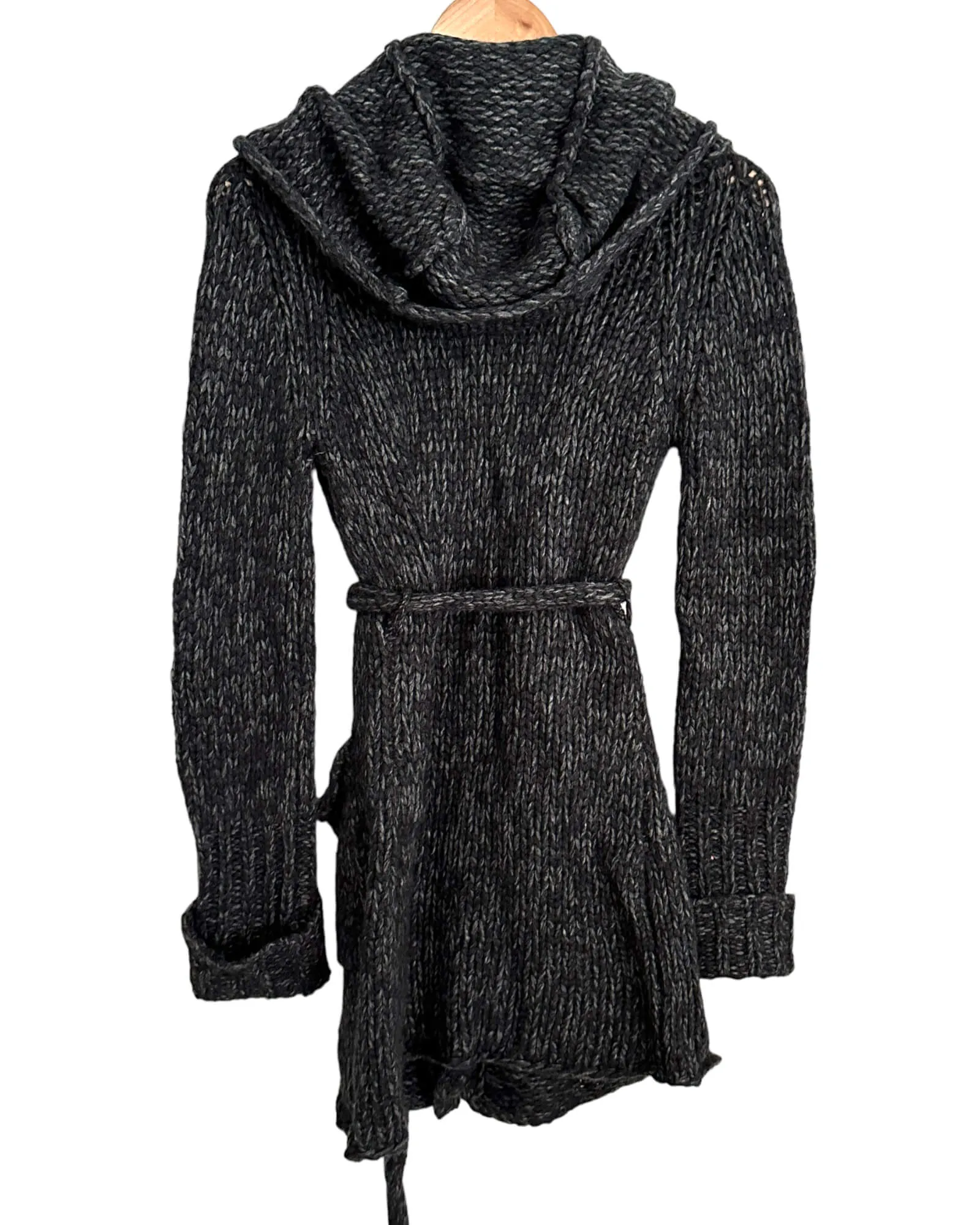 Dark Autumn Charcoal Hooded Sweater Coat