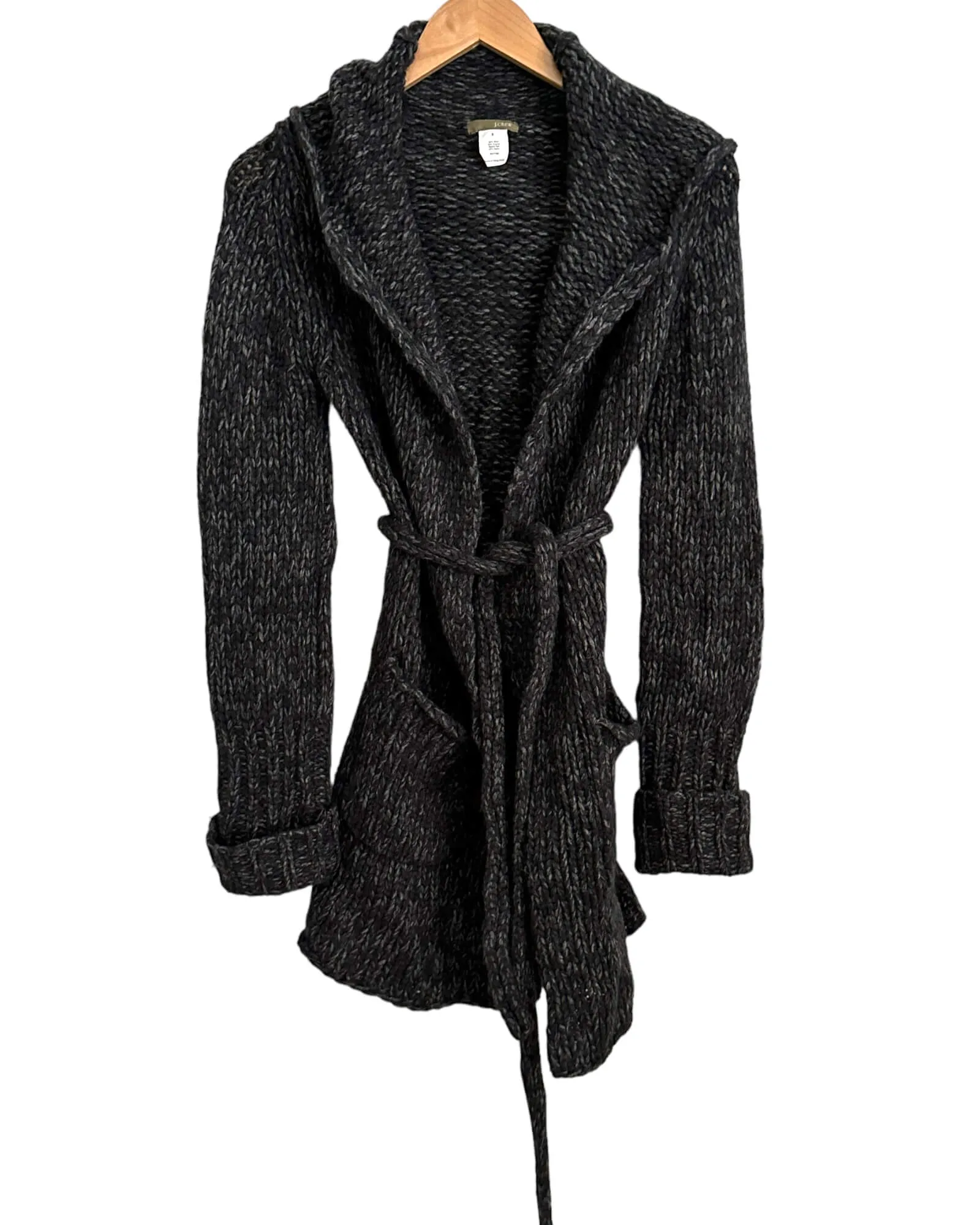 Dark Autumn Charcoal Hooded Sweater Coat