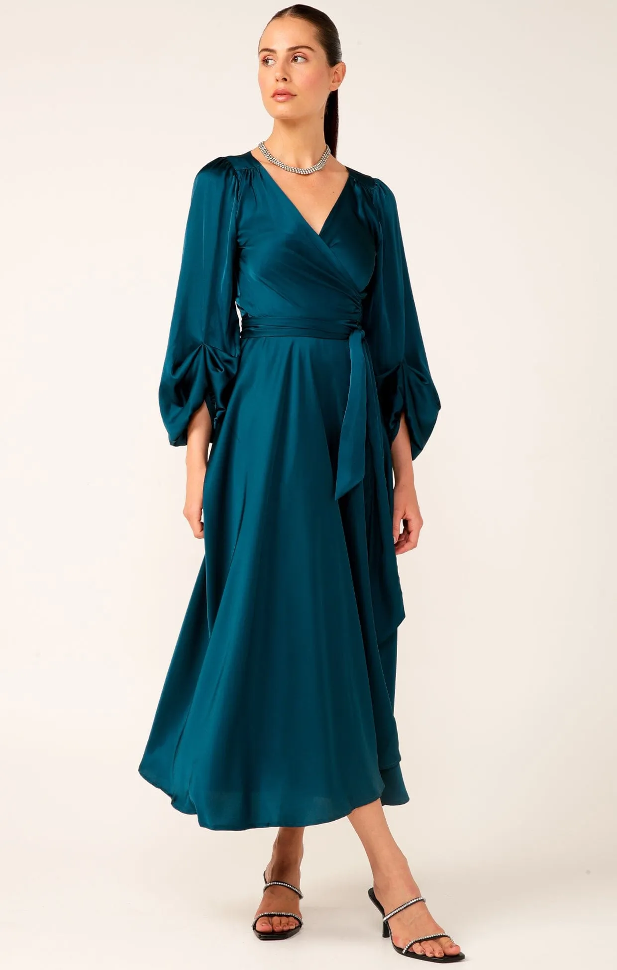 DIMMI WRAP DRESS IN PEACOCK