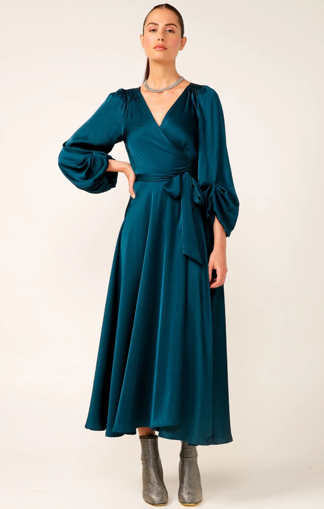 DIMMI WRAP DRESS IN PEACOCK