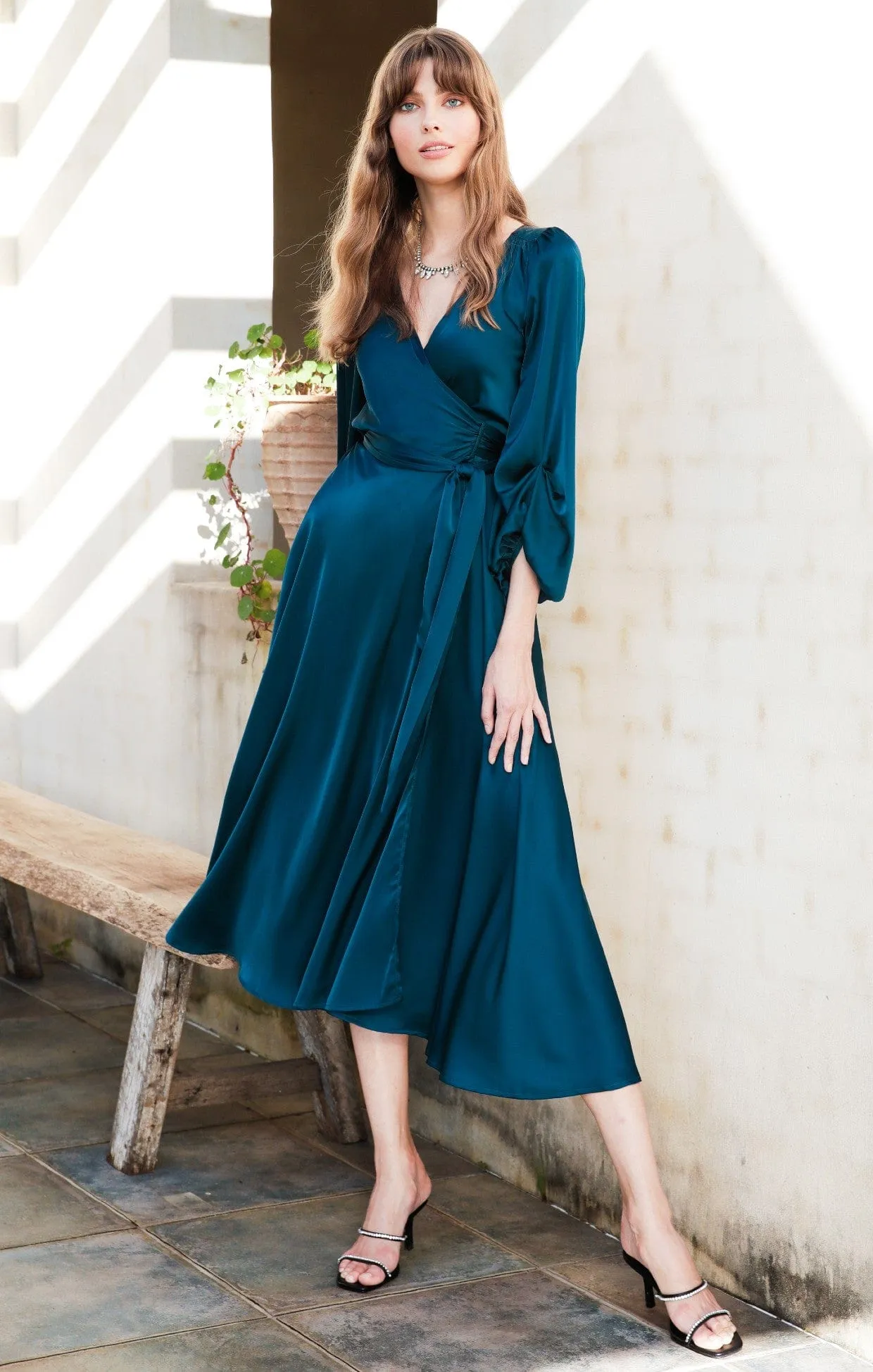 DIMMI WRAP DRESS IN PEACOCK