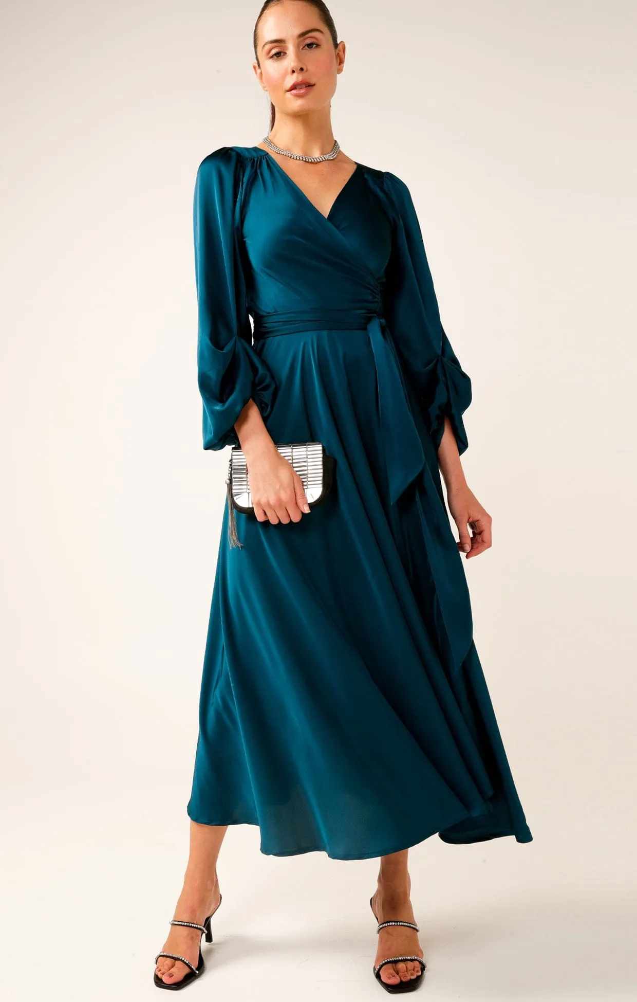 DIMMI WRAP DRESS IN PEACOCK