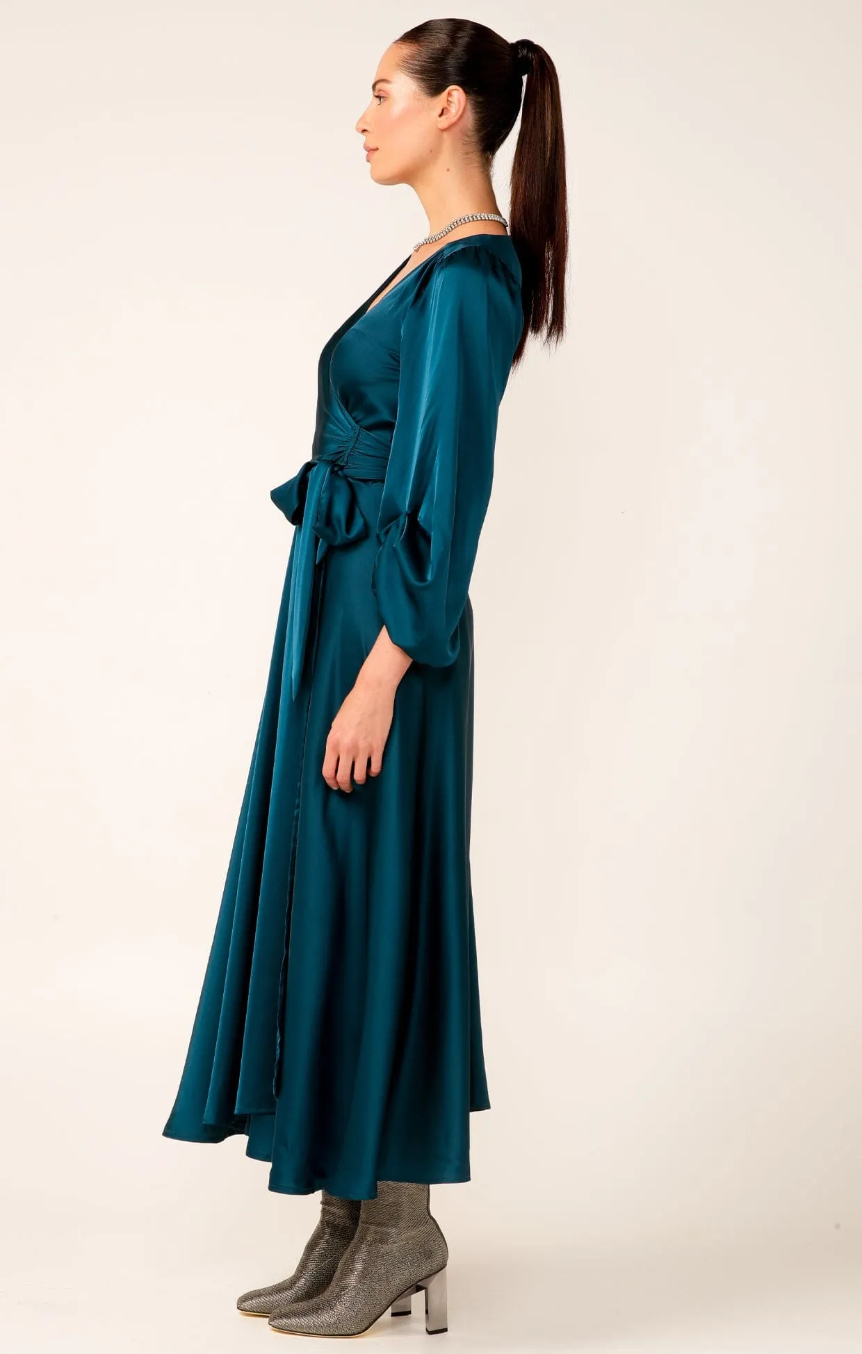 DIMMI WRAP DRESS IN PEACOCK