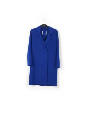 Double face blue wool blend coat