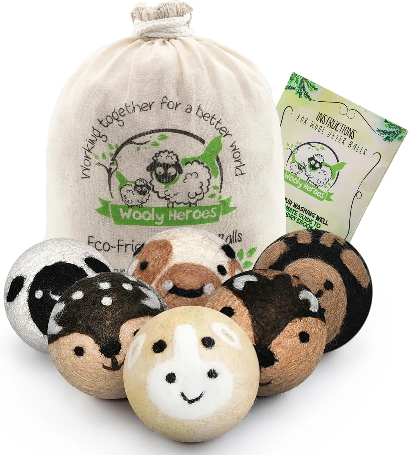 Dryer Balls, 100% Organic Wool Sustainable & Eco-Friendly - Dry 1,000 Loads