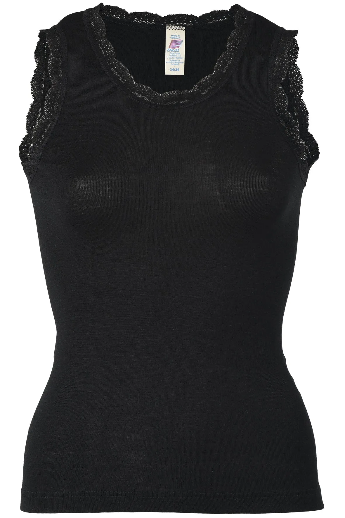 Engel Women Tank with Lace, Merino Wool/Silk