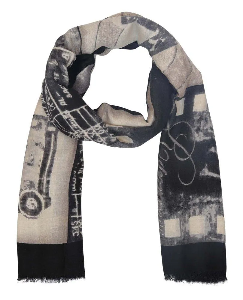 FabSeasons Cotton Black Viscose Modern Printed Soft & Stylish Scarf