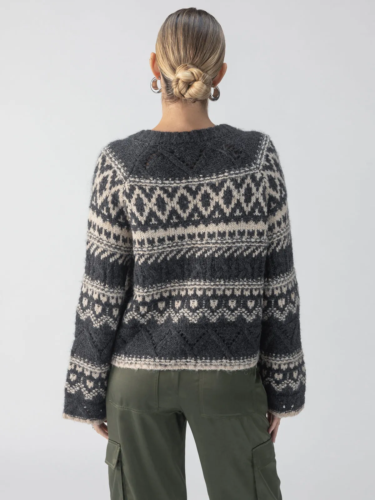 Fairisle Crew Neck Sweater Heather Ash Multi