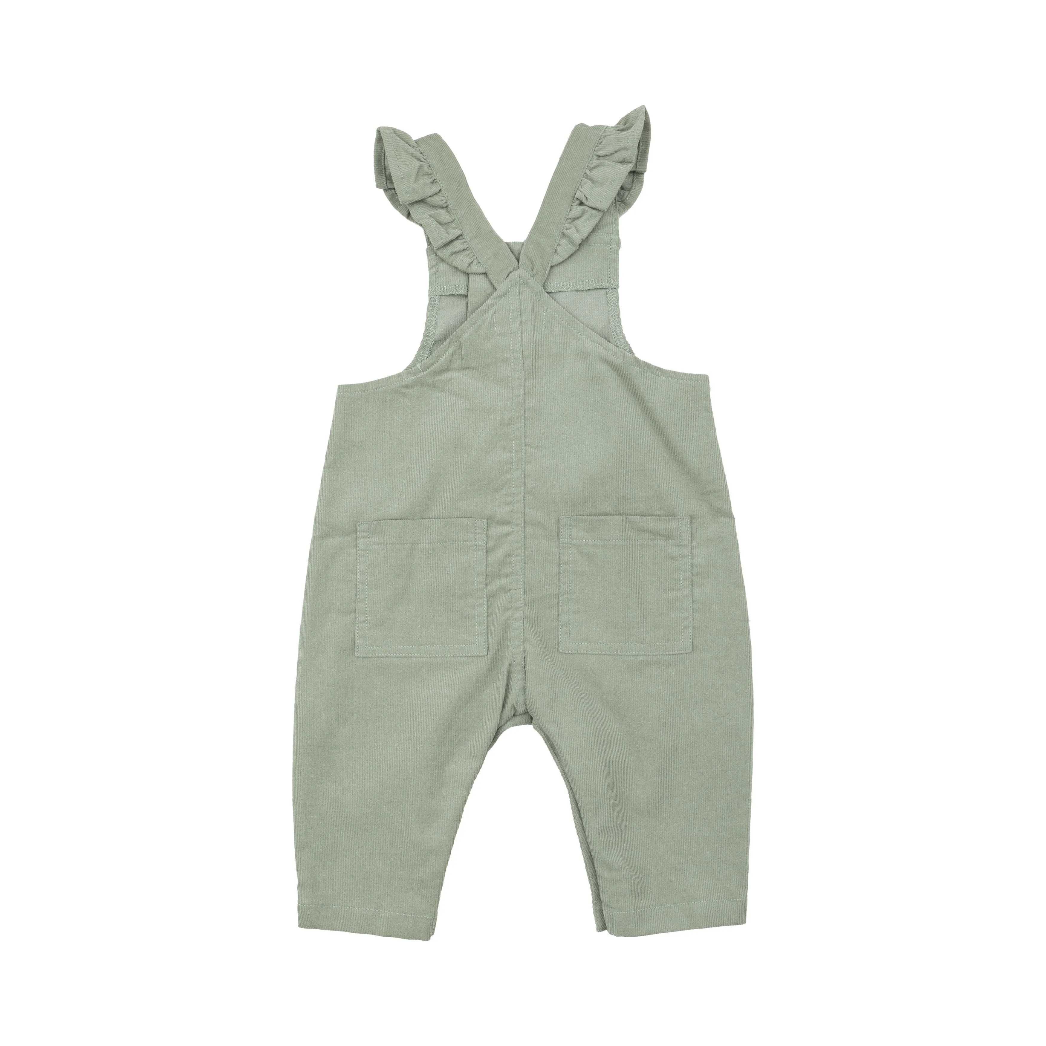 Front Snap Ruffle Overall  | Corduroy Desert Sage