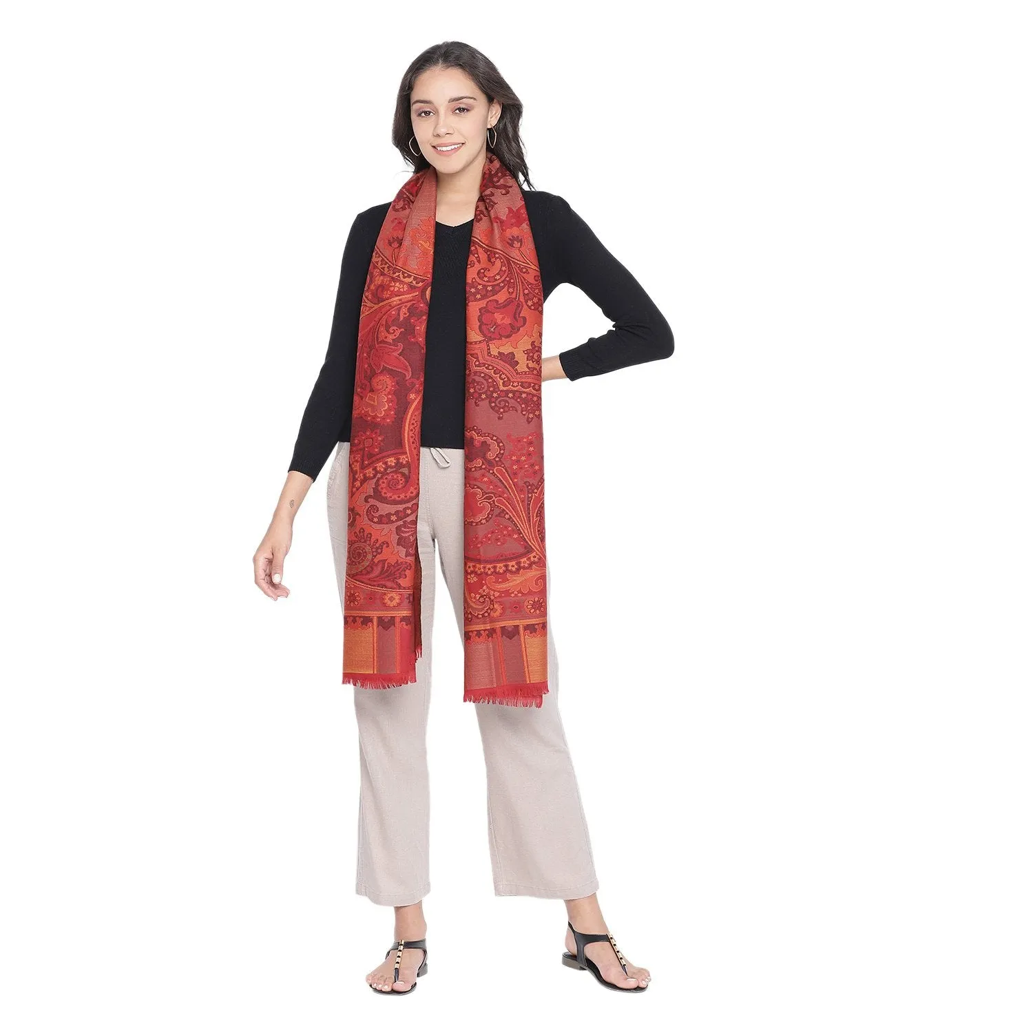 Geet Maroon Kani Woolen Shawl