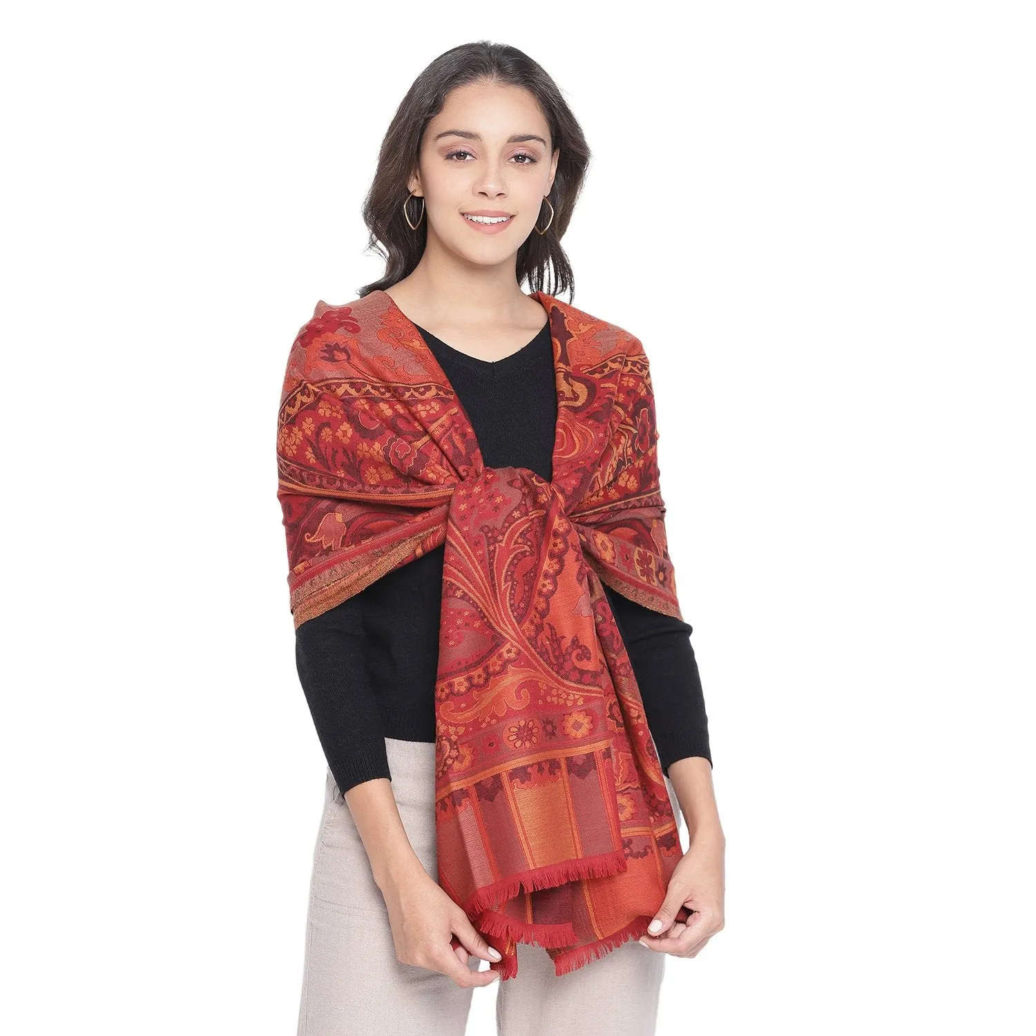 Geet Maroon Kani Woolen Shawl