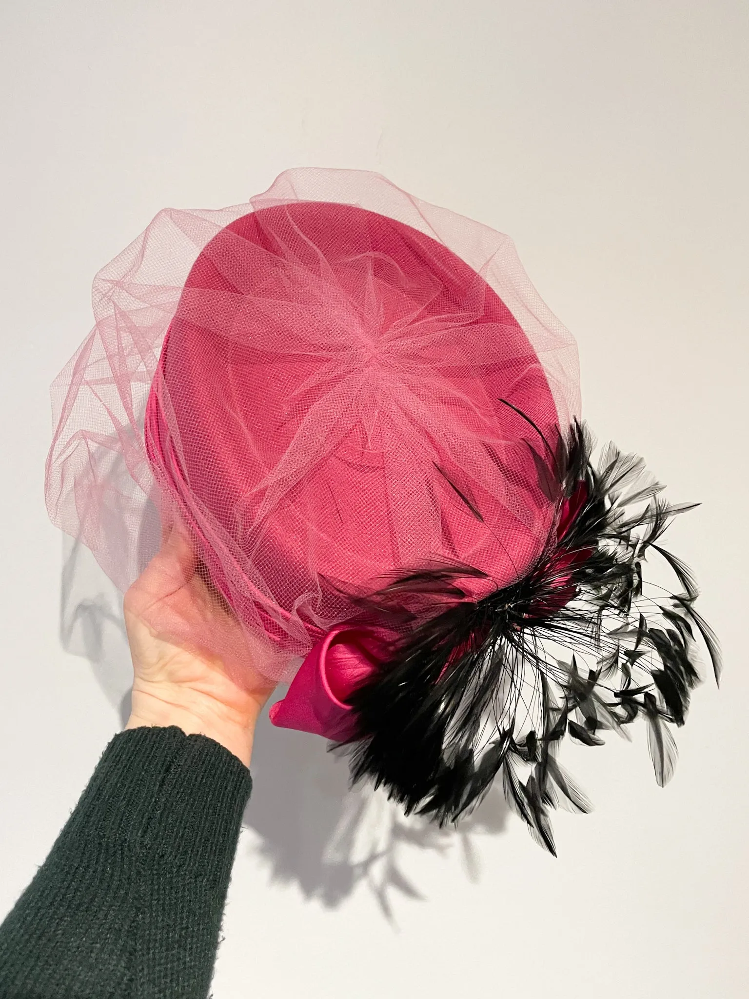 Geo. W. Bollman & Co. Vintage Pink Feather Pillbox Hat