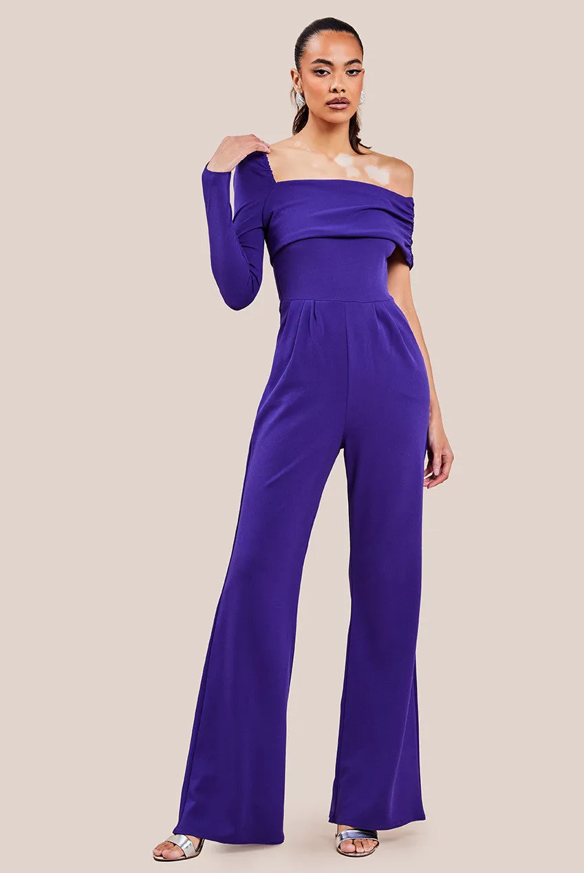 Goddiva Scuba Crepe One Shoulder Jumpsuit