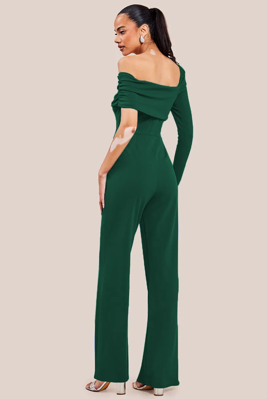 Goddiva Scuba Crepe One Shoulder Jumpsuit