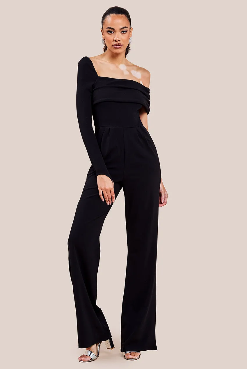 Goddiva Scuba Crepe One Shoulder Jumpsuit