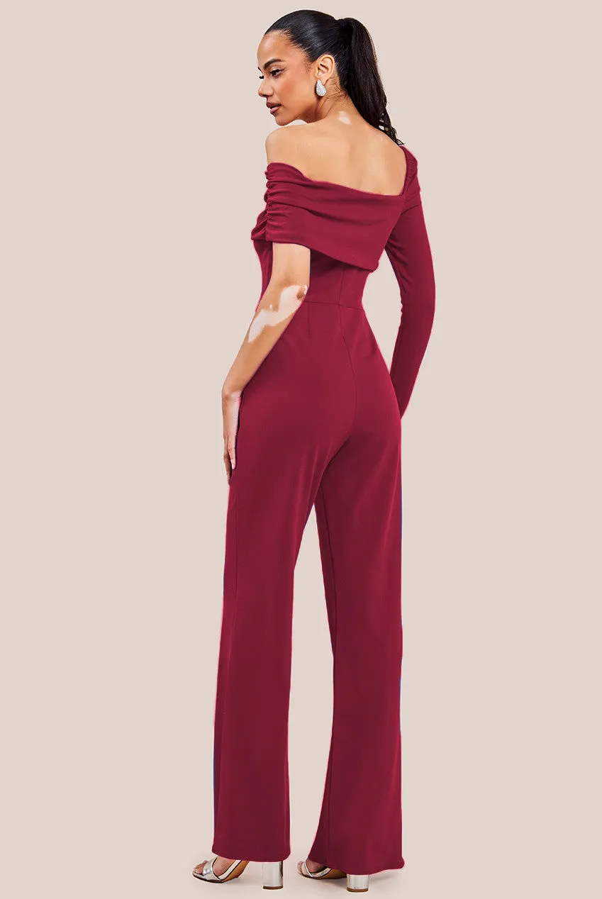 Goddiva Scuba Crepe One Shoulder Jumpsuit