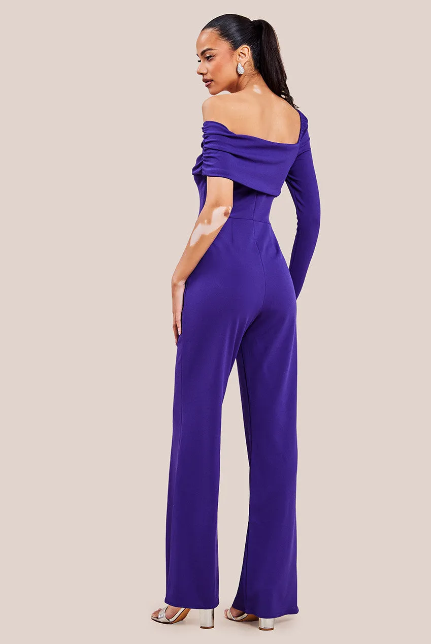 Goddiva Scuba Crepe One Shoulder Jumpsuit