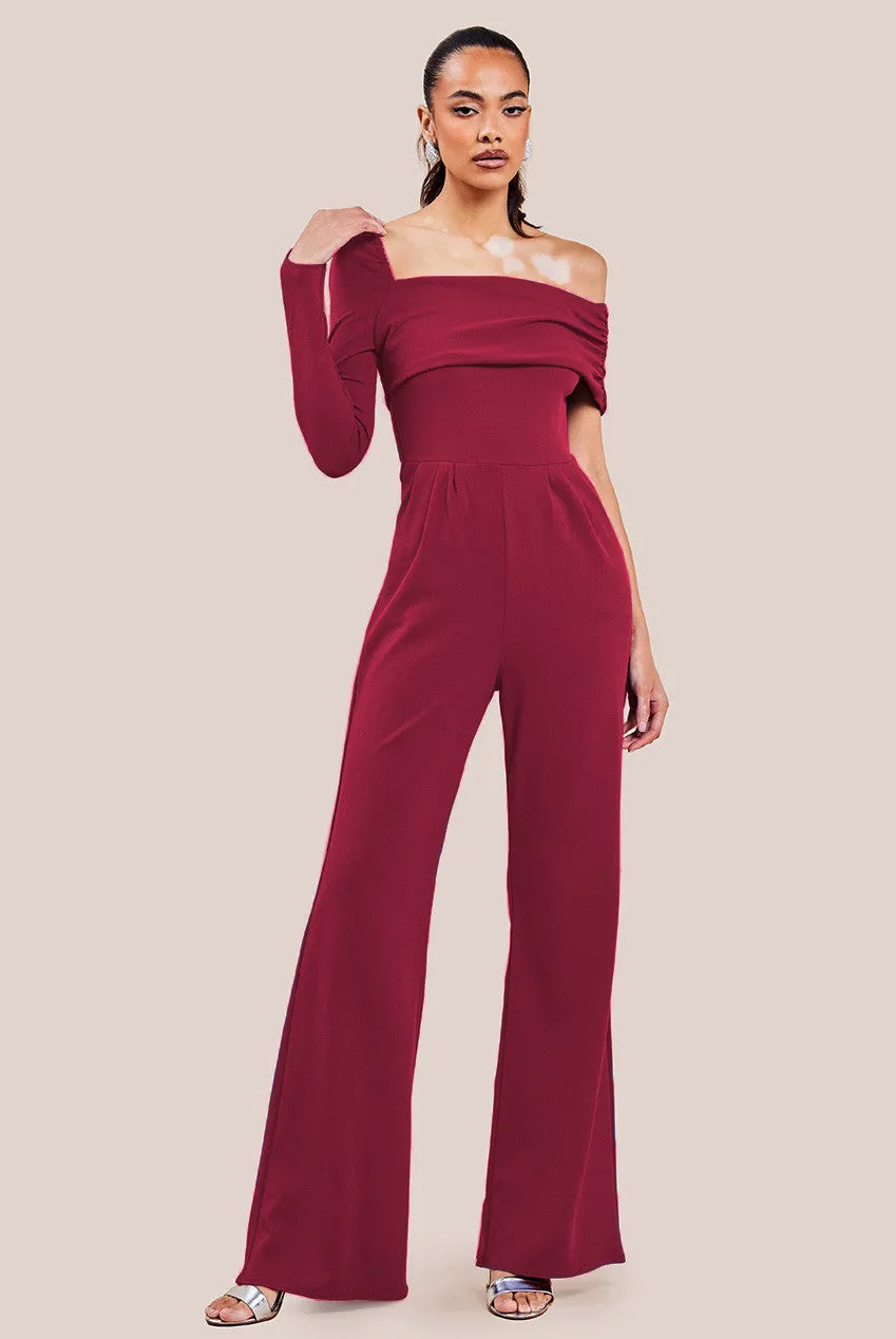 Goddiva Scuba Crepe One Shoulder Jumpsuit